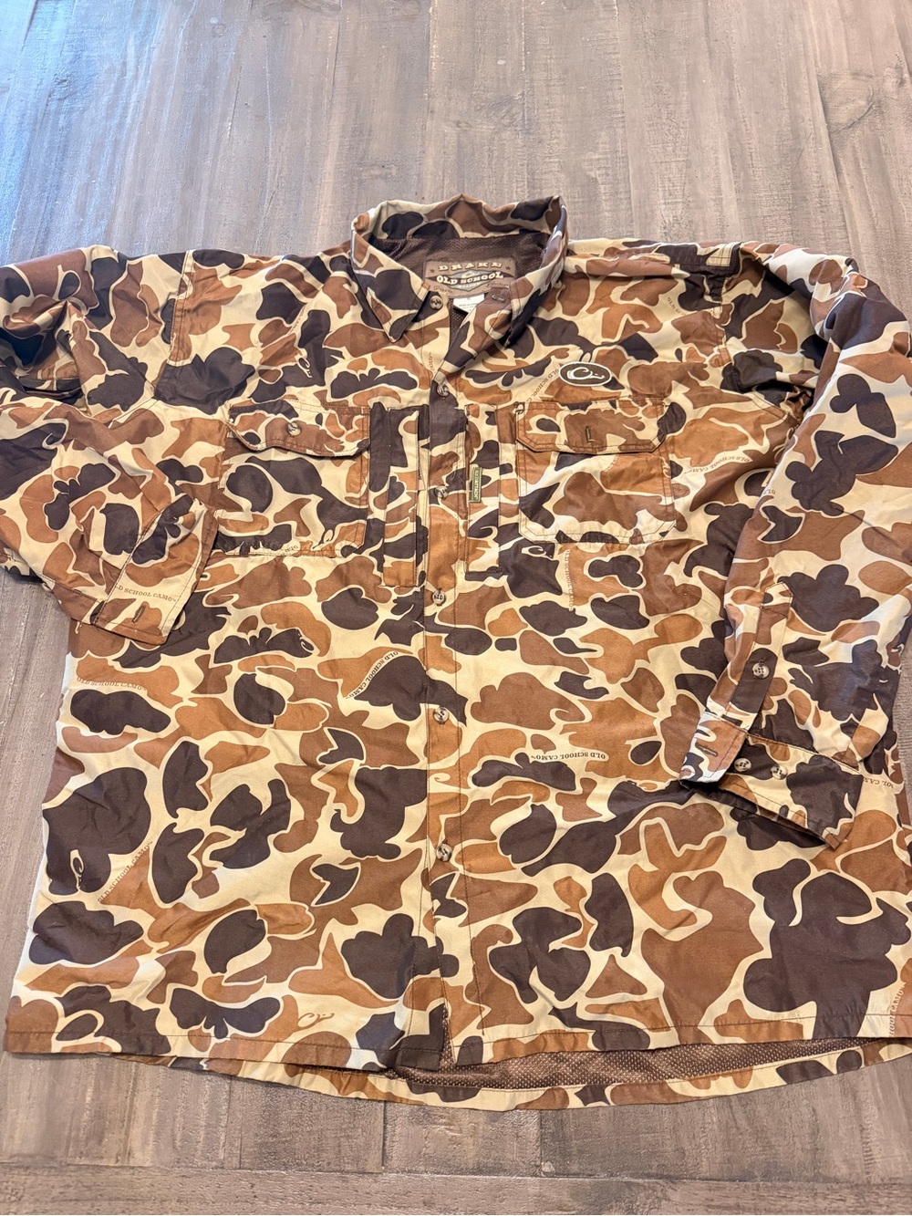 Drake Old School Camo Wingshooter Shirt Men’s XL Long Sleeve Jacket